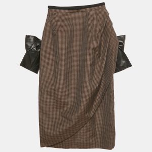 Maison Martin Margiela Brow Printed Linen Blend Exaggerated Bow Skirt S, Skirts - Luxury Closet
