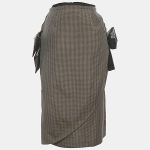 Maison Martin Margiela Brown Printed Linen & Mohair Exaggerated Bow Skirt L, Skirts - Luxury Closet