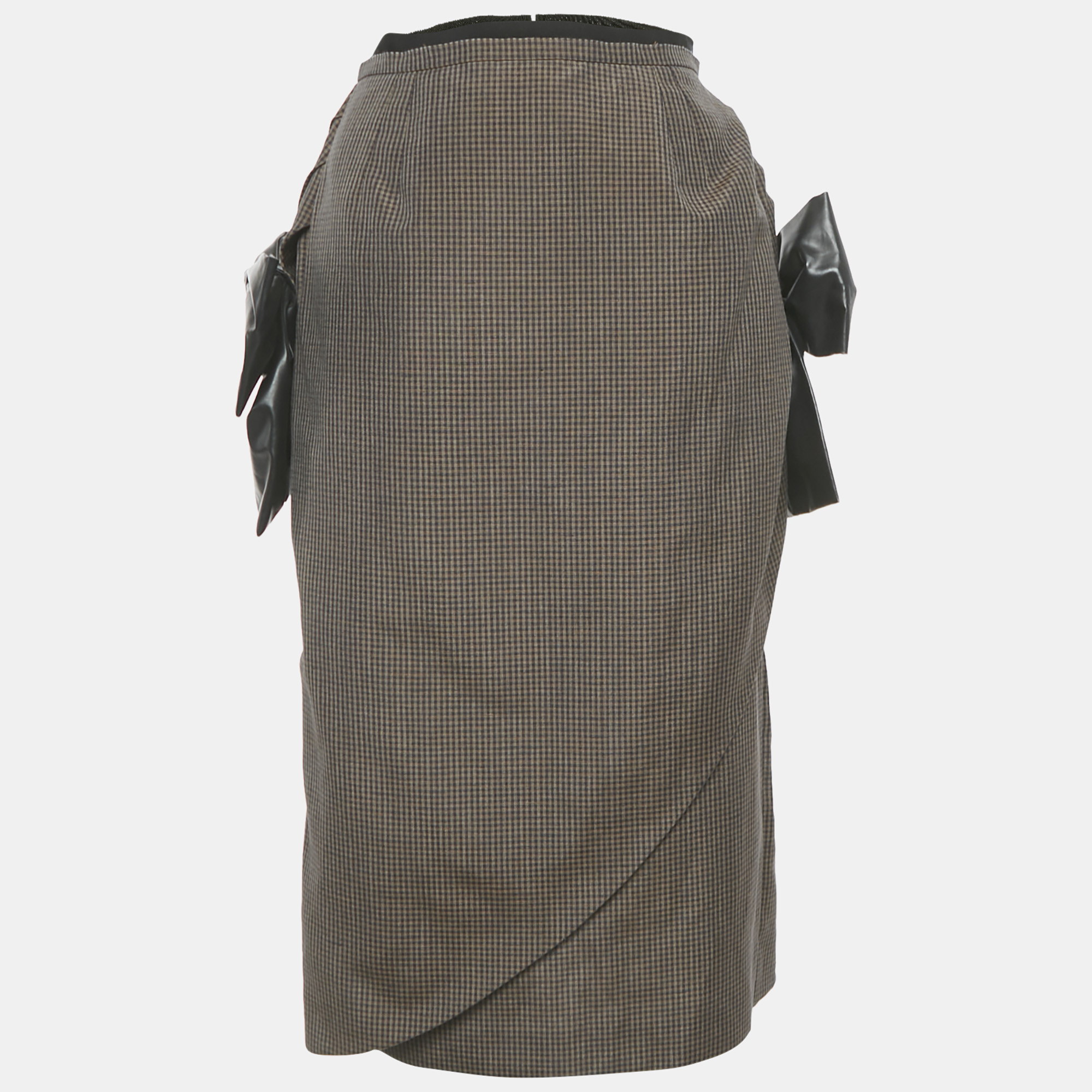 Maison Martin Margiela Brow Printed Linen &Mohair Exaggerated Bow Skirt M, Skirts - Luxury Closet