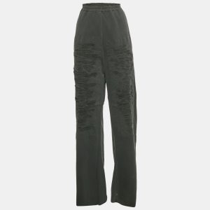 Maison Martin Margiela Grey Cotton Distressed Raw Hem Track Pants XS, Clothing - Luxury Closet