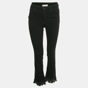 Maje Black Denim Raw Edge Jeans S/Waist 26", Jeans - Luxury Closet