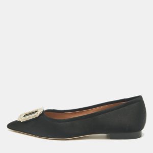 Malone Souliers Black Satin Lina Ballet Flats Size 37, Flats - Luxury Closet