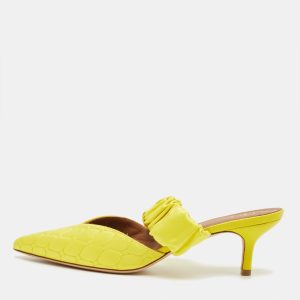 Malone Souliers Yellow Satin Maisie Mules Size 38.5, Sandals - Luxury Closet