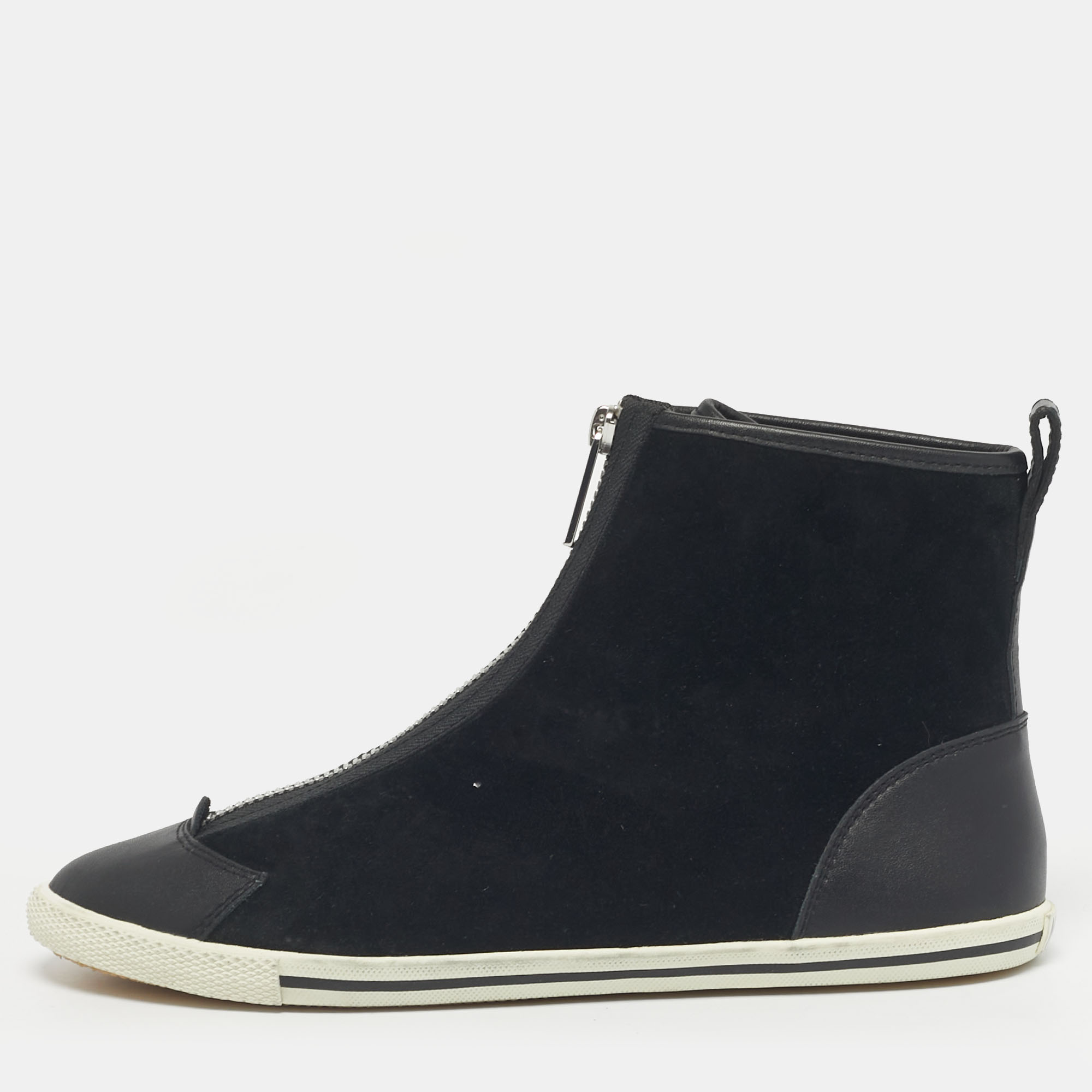 Marc by Marc Jacobs Black Leather and Suede Zip Front High Top Sneakers Size 37, Athletic Shoes & Sneakers - Luxury Closet