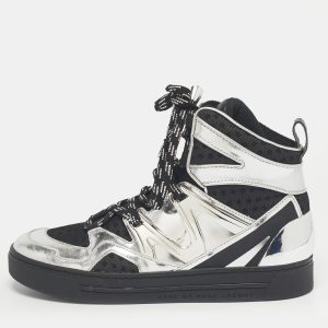 Marc by Marc Jacobs Silver/Black Leather and Fabric High Top Sneakers Size 36, Athletic Shoes & Sneakers - Luxury Closet