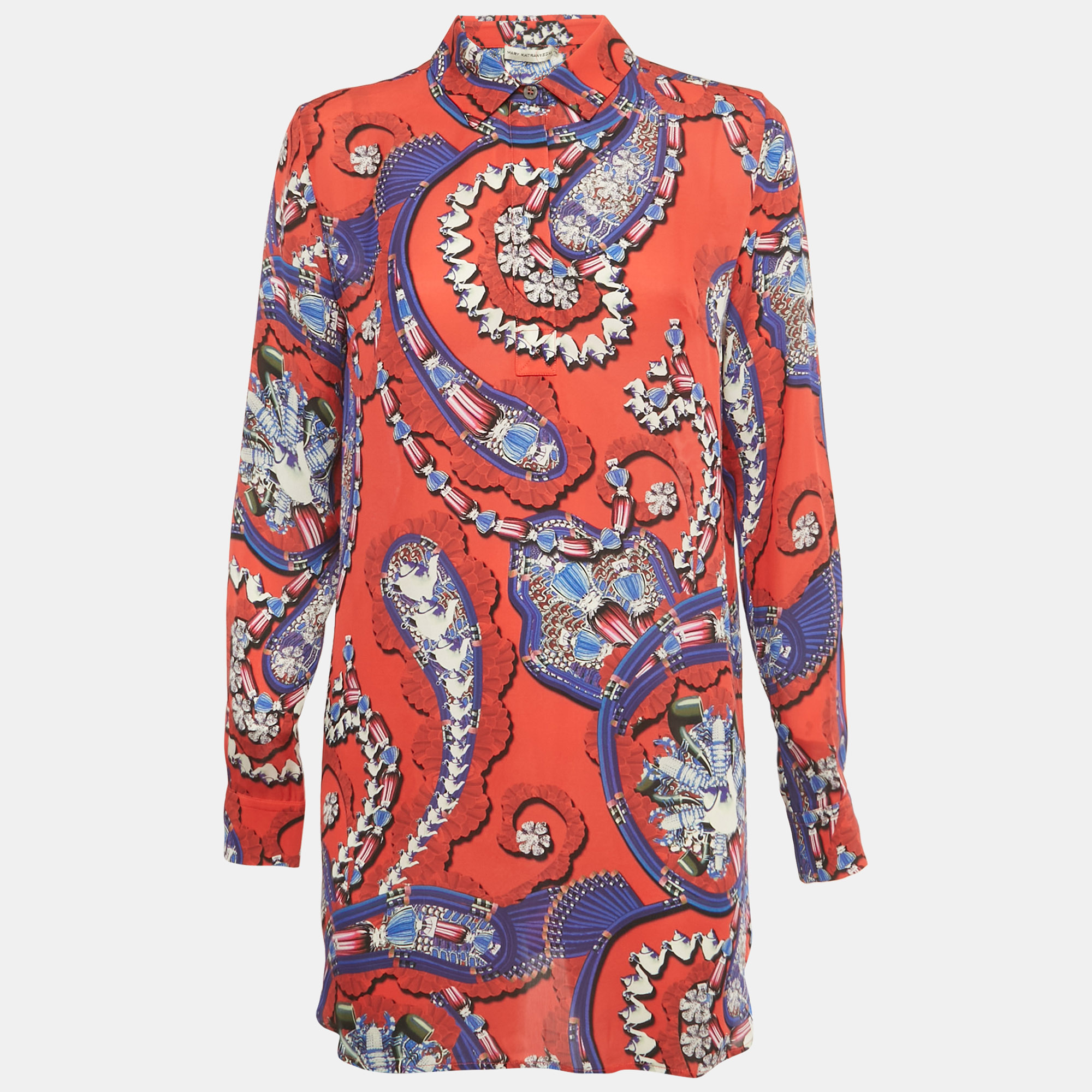 Mary Katrantzou Red Floral Print Silk Mini Dress XS, Dresses - Luxury Closet