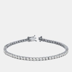 2.5 cts Brilliant Cut Round Lab Grown Diamond 14K Solid White Gold 7" Tennis Bracelet, Bracelets - Luxury Closet