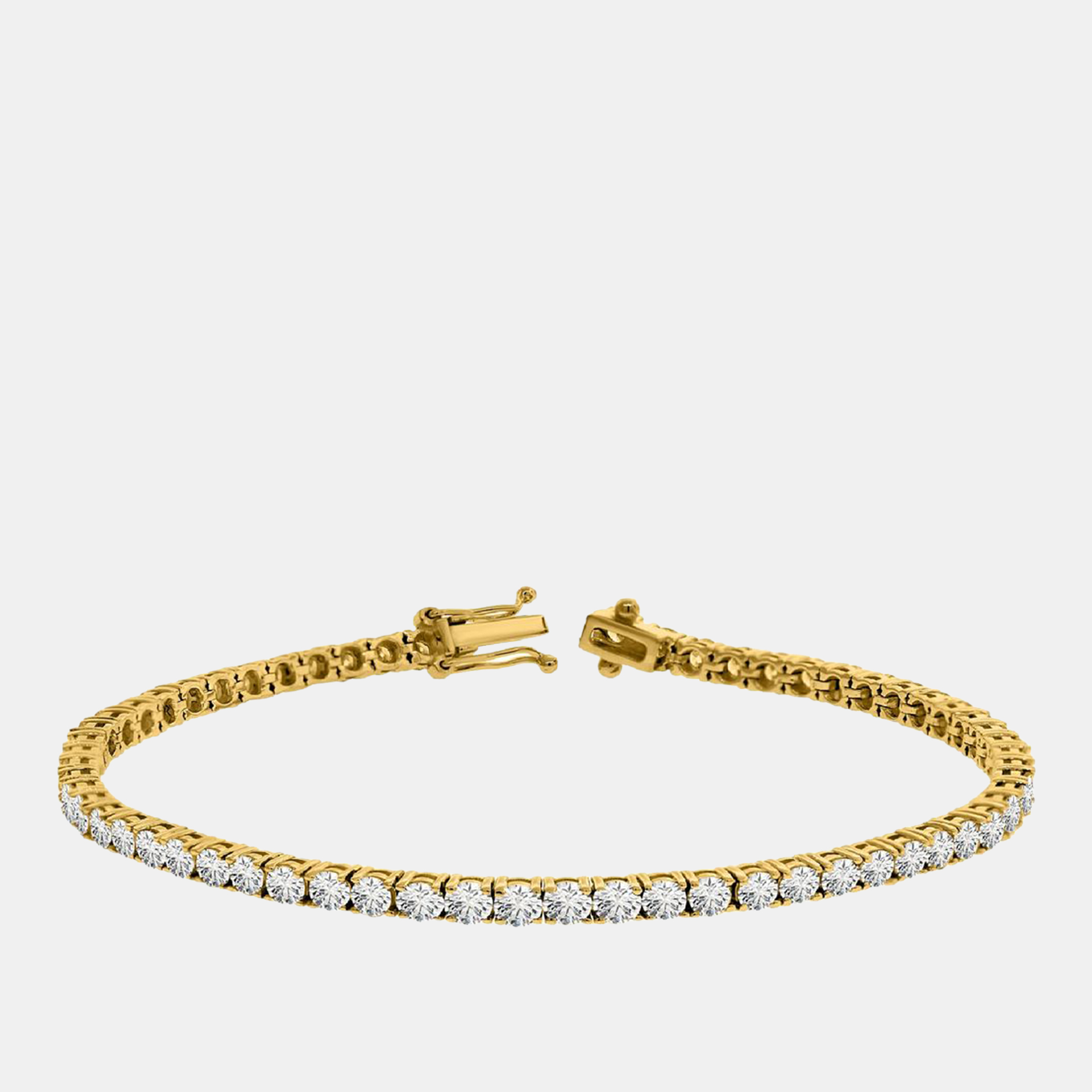 2.5 cts Brilliant Cut Round Lab Grown Diamond 14K Solid Yellow Gold 7" Tennis Bracelet, Bracelets - Luxury Closet