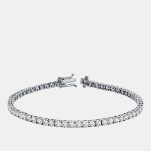 3.00 cts Brilliant Round Cut Lab Grown Diamond 14K Solid White Gold 7" Tennis Bracelet, Bracelets - Luxury Closet