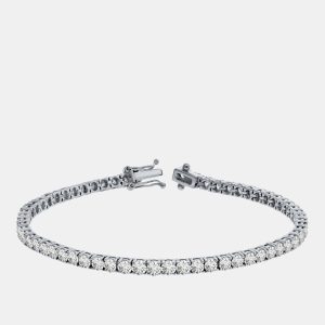5.00 cts Brilliant Cut Round Lab Grown Diamond 14K Solid White Gold 7" Tennis Bracelet, Bracelets - Luxury Closet