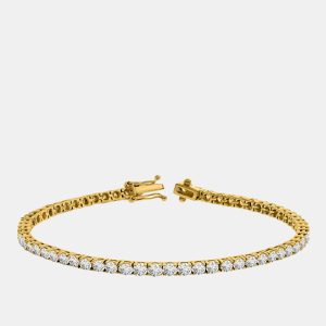 5.00 cts Brilliant Cut Round Lab Grown Diamond 14K Solid Yellow Gold 7" Tennis Bracelet, Bracelets - Luxury Closet