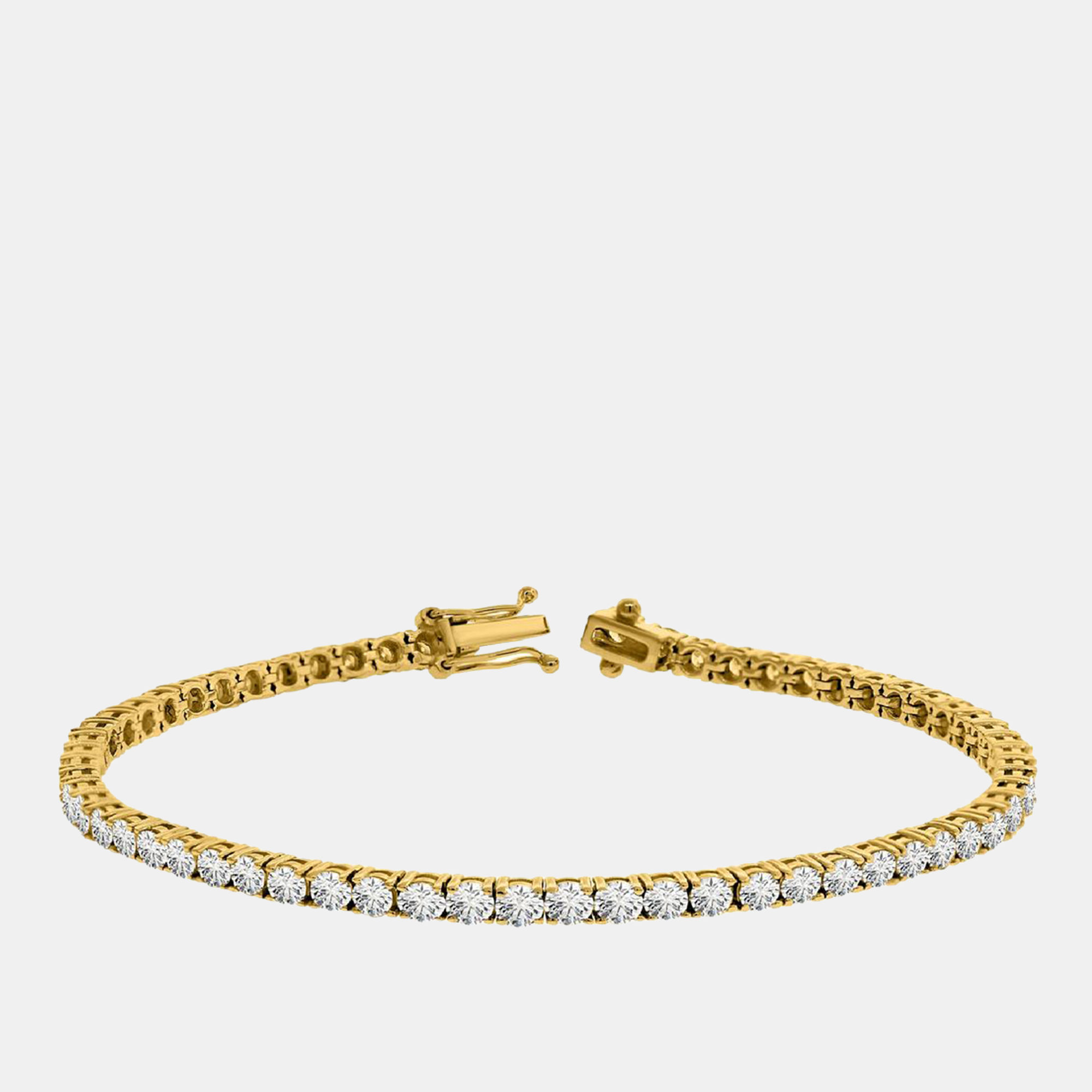 5.00 cts Brilliant Cut Round Lab Grown Diamond 14K Solid Yellow Gold 7" Tennis Bracelet, Bracelets - Luxury Closet
