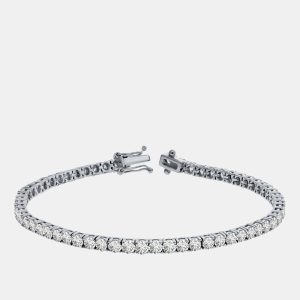 6.00 cts Brilliant Cut Round Lab Grown Diamond 14K Solid White Gold 7" Tennis Bracelet, Bracelets - Luxury Closet