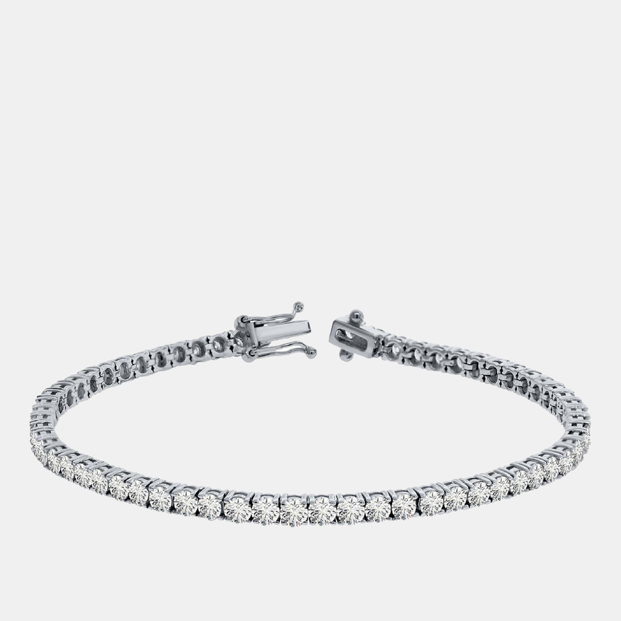 6.00 cts Brilliant Cut Round Lab Grown Diamond 14K Solid White Gold 7" Tennis Bracelet, Bracelets - Luxury Closet