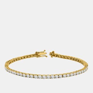 6.00 cts Brilliant Cut Round Lab Grown Diamond 14K Solid Yellow Gold 7" Tennis Bracelet, Bracelets - Luxury Closet