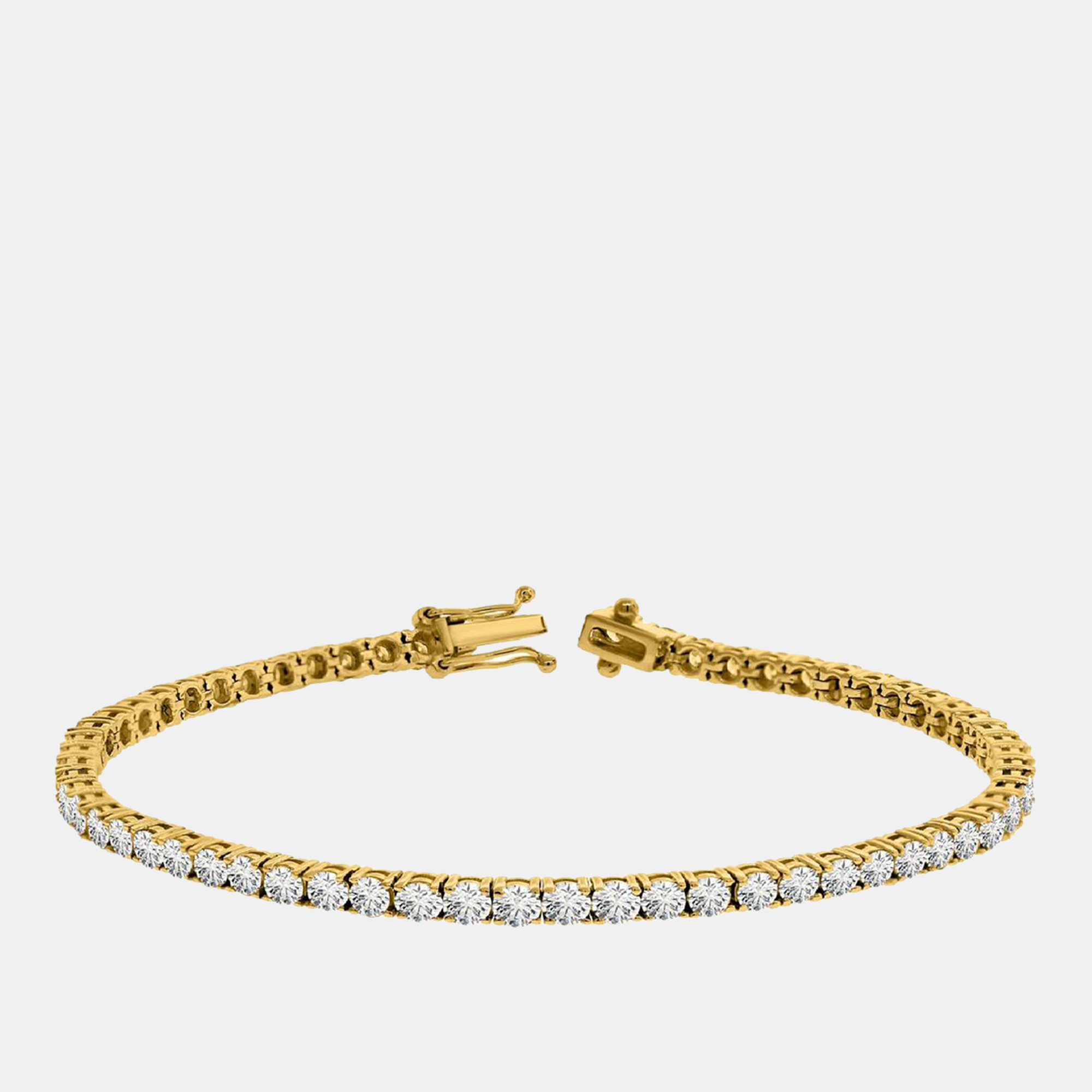 6.00 cts Brilliant Cut Round Lab Grown Diamond 14K Solid Yellow Gold 7" Tennis Bracelet, Bracelets - Luxury Closet