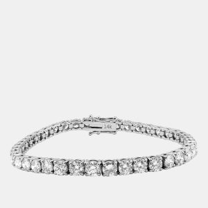 8.00 cts Brilliant Cut Round Lab Grown Diamond 14K Solid White Gold 7" Tennis Bracelet, Bracelets - Luxury Closet
