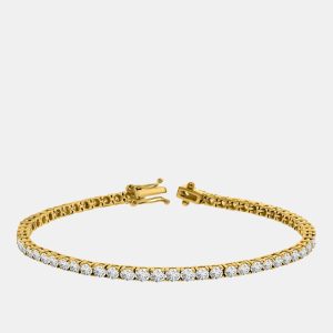 10.00 cts Brilliant Cut Round Lab Grown Diamond 14K Solid Yellow Gold 7" Tennis Bracelet, Bracelets - Luxury Closet
