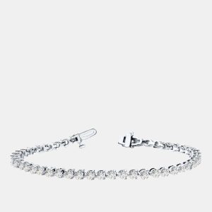 2.00 cts Lab Grown Classic Diamond 14K Solid White Gold 3 Prong Tennis Bracelet, Bracelets - Luxury Closet