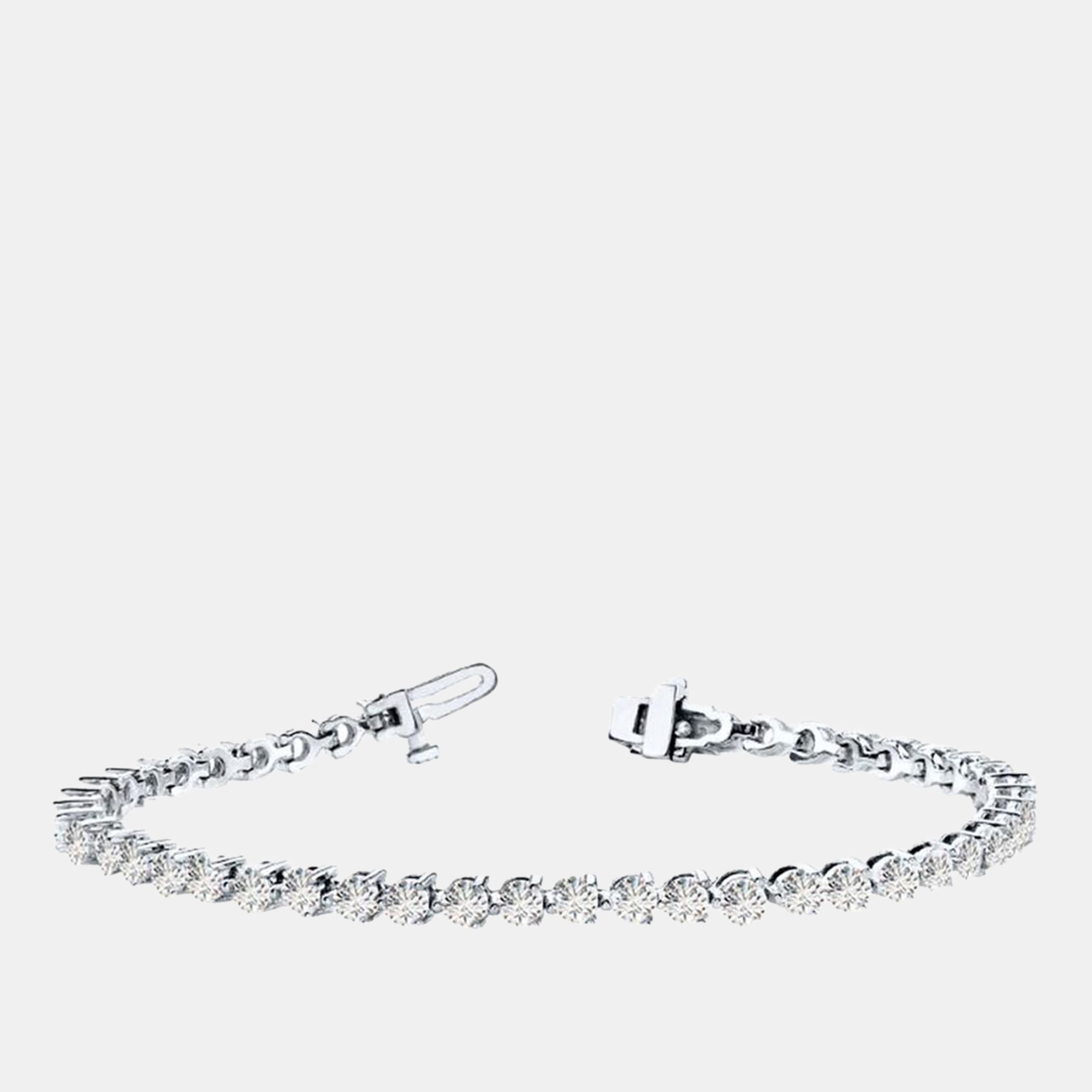 2.00 cts Lab Grown Classic Diamond 14K Solid White Gold 3 Prong Tennis Bracelet, Bracelets - Luxury Closet