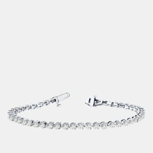 4cts Lab Grown Diamond 14K White Gold 3-Prong 7" Tennis Bracelet, Bracelets - Luxury Closet