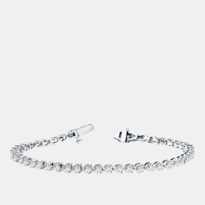 5.00 cts Lab Grown Diamond 14K White Gold 3-Prong 7" Tennis Bracelet, Bracelets - Luxury Closet