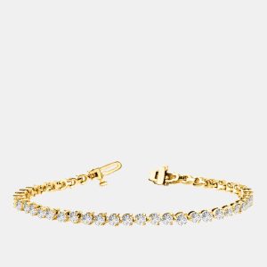 5.00 cts Lab Grown Diamond 14K Yellow Gold 3-Prong 7" Tennis Bracelet, Bracelets - Luxury Closet