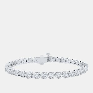 7.00cts Lab Grown Diamond 14K White Gold 3-Prong tennis Bracelet, Bracelets - Luxury Closet