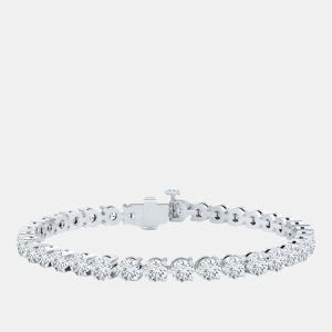 8.00 cts Brilliant Cut Lab Grown Diamond 14K White Gold 3 Prong Tennis Bracelet, Bracelets - Luxury Closet