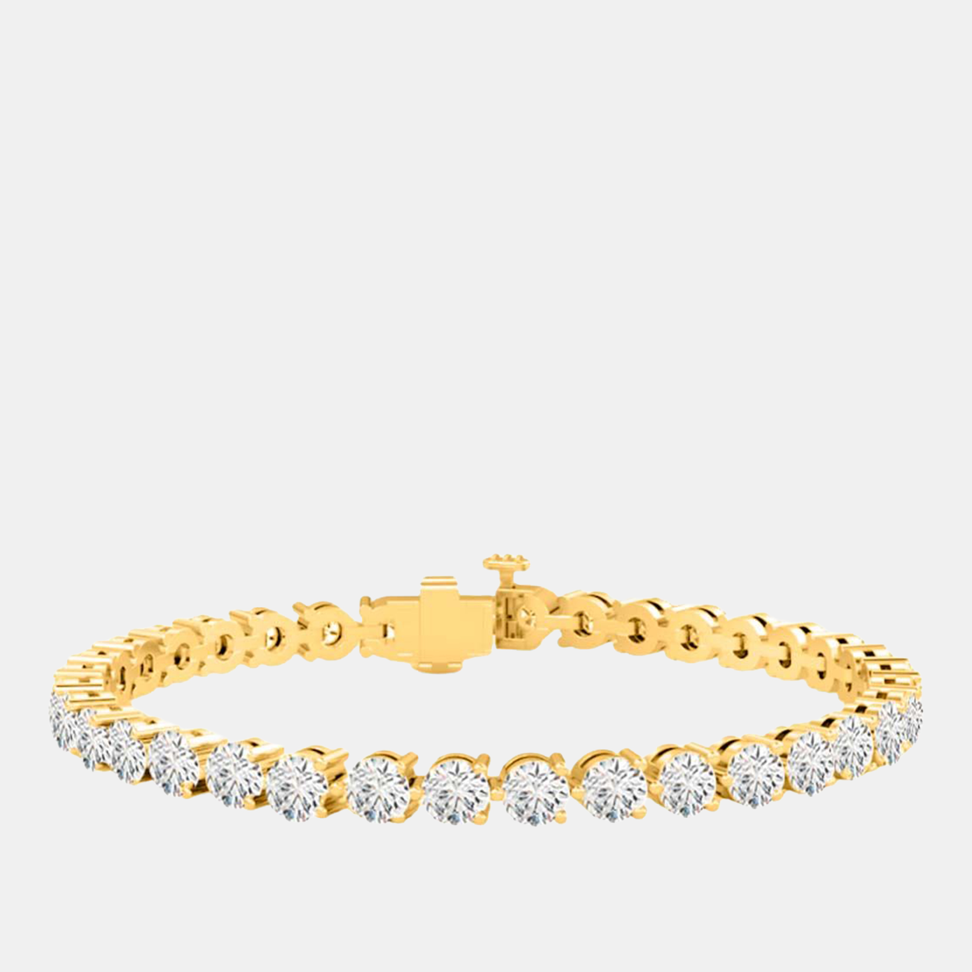 12.00 cts Brilliant Cut Lab Grown Diamond 14K Yellow Gold 3 Prong Tennis Bracelet, Bracelets - Luxury Closet