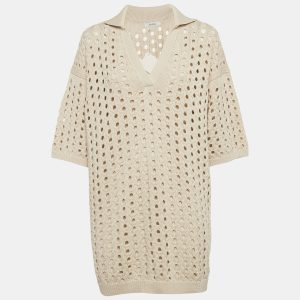 Max Mara Beige Knit Cut-Out Urna Mini Dress M, Dresses - Luxury Closet