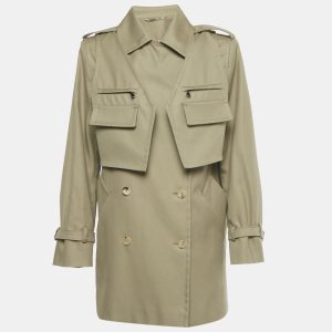 Max Mara Sfilata Khaki Green Gabardine Double Breasted Peonie Coat S, Coats & Jackets - Luxury Closet
