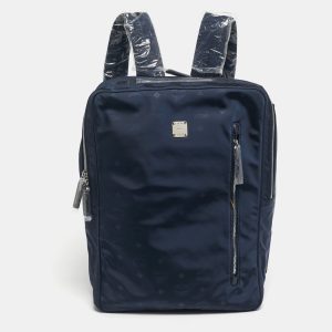 MCM Navy Blue Visetos Nylon Medium Dieter Backpack, Backpacks - Luxury Closet