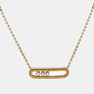 Messika Move Classique Cisele Diamond 18k Yellow Gold Necklace, Necklaces - Luxury Closet