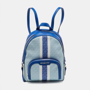 Michael Kors Blue Signature Coated Canvas and Leather Jaycee Backpack, Backpacks - Luxury Closet