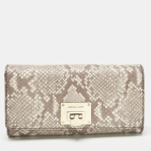 Michael Kors Cocoa Python Embossed Leather Carryall Wallet, Wallets & Money Clips - Luxury Closet