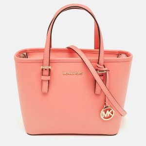 Michael Kors Grapefruit Leather Extra-Small Jet Set Travel Tote, Tote Handbags - Luxury Closet