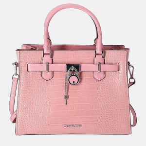 Michael Kors Textured Pink Leather Tote Bag, Tote Handbags - Luxury Closet