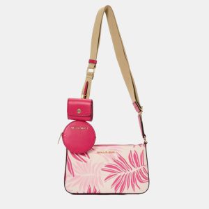 Michael Kors Palm Jacquard Pink Leather Crossbody Bag, Handbags - Luxury Closet