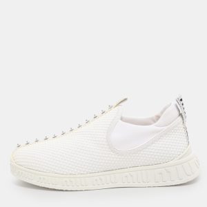 Miu Miu White Mesh and Neoprene Crystal Embellished Slip-On Sneakers Size 38, Athletic Shoes & Sneakers - Luxury Closet