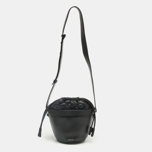 Moncler Black Leather and Nylon Seaux Seaux Bucket Bag, Handbags - Luxury Closet