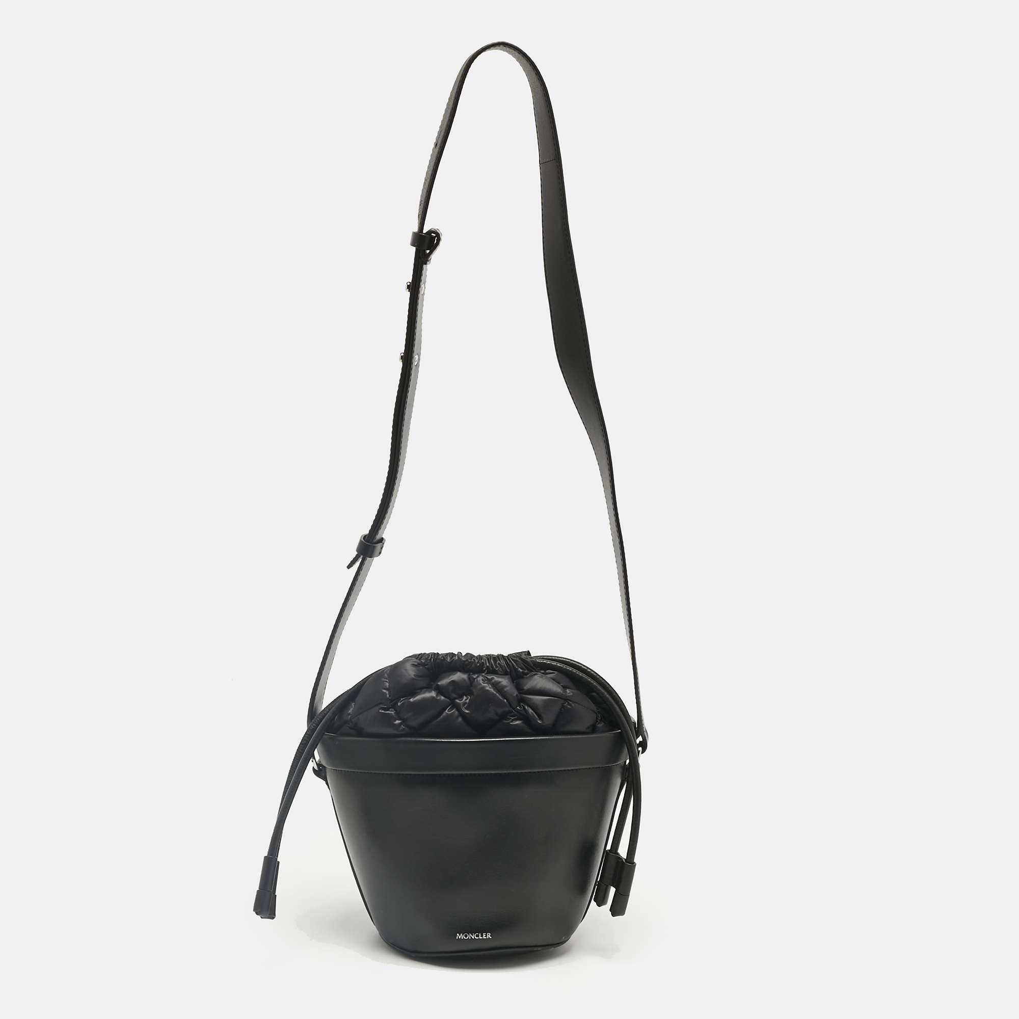 Moncler Black Leather and Nylon Seaux Seaux Bucket Bag, Handbags - Luxury Closet
