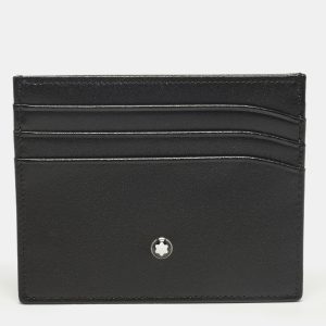 Montblanc Meisterstuck Black Leather Card Holder, Wallets & Money Clips - Luxury Closet