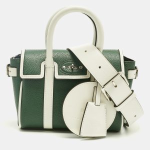 Mulberry x Richard Malone Green/White Leather Mini Bayswater Satchel, Satchels - Luxury Closet