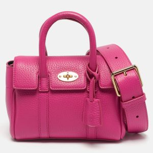 Mulberry Pink Leather Mini Bayswater Satchel, Satchels - Luxury Closet