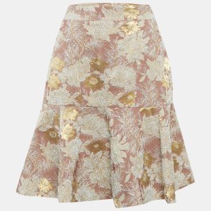 Nº21 Beige Floral Jacquard Flared Mini Skirt M, Skirts - Luxury Closet