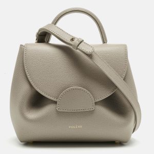Polene Grey Leather Num&eacute;ro Un Nano Top Handle Bag, Satchels - Luxury Closet