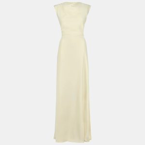 Oddmuse Butter Cream Crepe The Ultimate Muse Drape Maxi Dress XS, Dresses - Luxury Closet