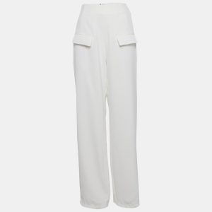 Oddmuse White Crepe High-Rise Wide Leg Trousers S, Clothing - Luxury Closet