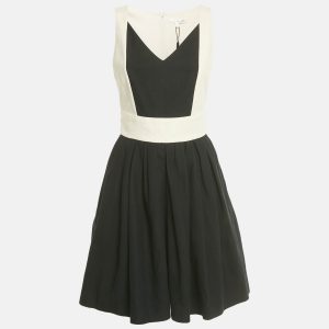 Paule Ka Black/Beige Cotton Mini Dress M, Dresses - Luxury Closet